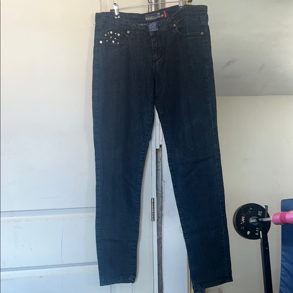 Blackish Blue Skinny Jeans with bling